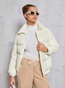 Teen Girl Casual And Comfortable Padded Coat For Warmth - White - View 6