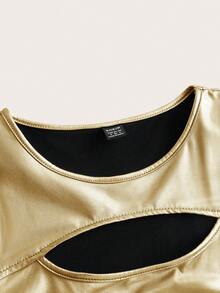 SHEIN ICON 女士空心假皮背心