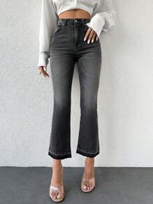 SHEIN PETITE Women's Flared Jeans - Grey - View 1