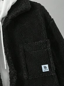 RueChic Men's Drop Shoulder Lambswool Jacket - Black - View 3