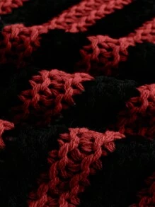 ROMWE Goth 女士条纹不对称领喇叭袖毛衣、长袖上衣 - 彩色 - 查看 3