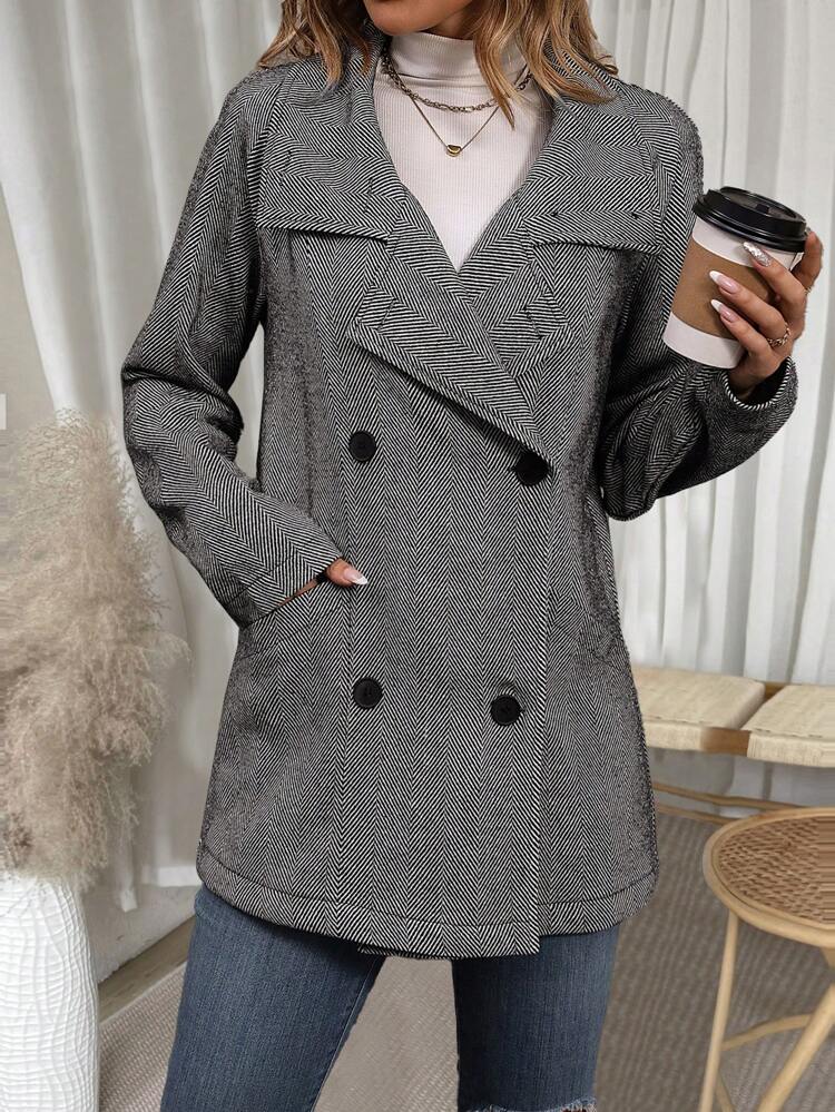 Herringbone Double Breasted Overcoat