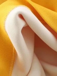 Tween Boys' Casual Fleece Pullover Sweatshirt With Stand Collar And Contrasting Letter Embroidery - Yellow - View 3