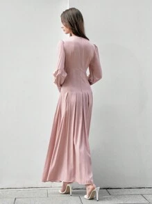 Anewsta 女款高領泡泡袖連身裙