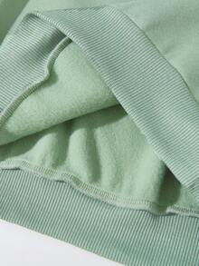 SHEIN Tween 女童字母印花保暖衬里运动衫 - 綠色 - 查看 4