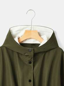 SHEIN EZwear Của phụ nữ Kích thước lớn Màu thuần Eo dây rút áo có mũ Áo khoác - xanh quân đội - Xem 3