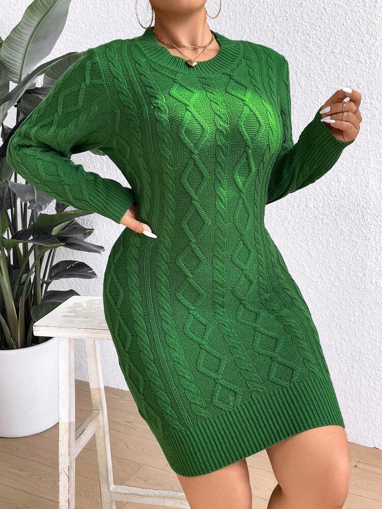 Plus Size Women's Back Hollow Out Sweater Dress Fall Cloth For Women