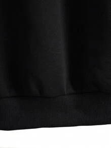 Men's Hooded Fleece Sweatshirt With Letter Print - Black - View 4