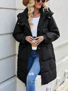 SHEIN LUNE Abrigo con capucha y relleno para el invierno