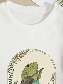 SHEIN EZwear 卡通印花圓領衛衣 - 白色 - 查看 6