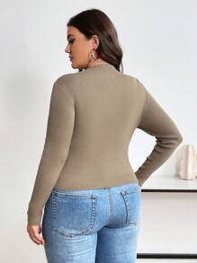 Franclia Plus Size Women'S Cable Knitted Slim Fit Sweater With Crew Neck