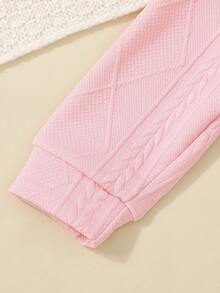 SHEIN 女孩純色連帽衫和褲子套裝 - 粉色 - 查看 5