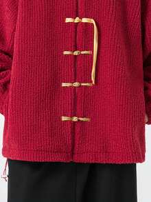 Áo khoác đệm bông & dây kéo thêu phong cách Trung Hoa mới dành cho nam - Đỏ - Xem 7