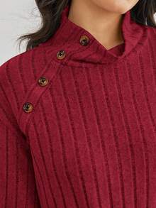 SHEIN Frenchy Women's Lantern Raglan Sleeve Dress - Burgundy - View 2