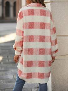 SHEIN Essnce 女式格紋仿袋絨面外套