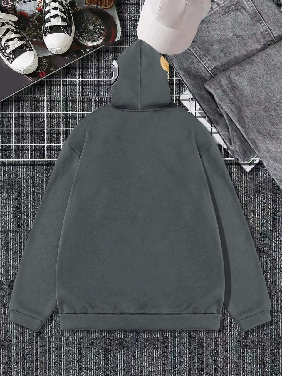 Loose Men's Cartoon & Letter Printed Zipper Hoodie