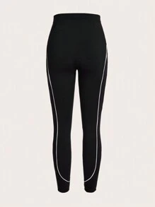 SHEIN EZwear Contrast Piping High Waist Leggings