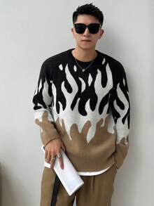 DAZY 男士撞色圆领毛衣商务装 - 彩色 - 查看 6