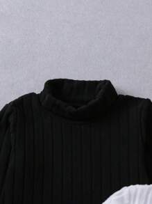 SHEIN Toddler Boys' Ribbed T-Shirt - Black and White - View 4