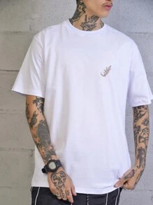 SHEIN Nam Bản in nhiệt đới Áo thun - trắng - Xem 5