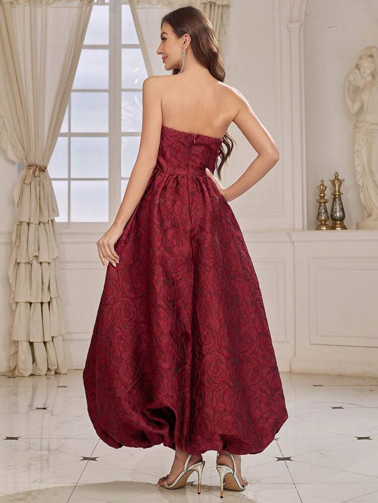 Tube Top, Bud-shaped Hem, Textured Jacquard Fabric, Women's Evening Dress (heavy Industry Style)