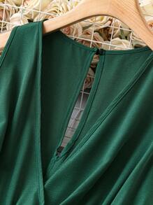 SHEIN Clasi 大尺碼女士無袖連體褲附腰帶 - 綠色 - 查看 5