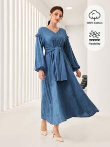 Seusyu Rochie cu mânecă lanternă - Albastru - Vizualizare 1