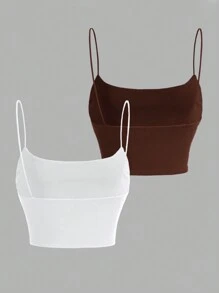 SHEIN EZwear 2pcs Women's Solid Color Camisole Tops