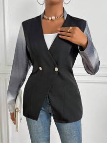 Chiquease Blazer Cruzado Con Cuello En V Y Diseño Colour Block De Mujer De Color Negro