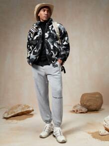 In My Nature Men Camo Print Zip Up Outdoor Fleece Jacket