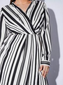BizChic Women's Plus Size V-collar Striped Dress - Black and White - View 7