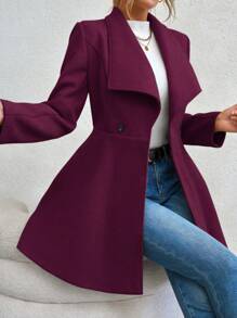 SHEIN Clasi Abrigo de mujer con frente doble botonadura y cuello de solapa grande