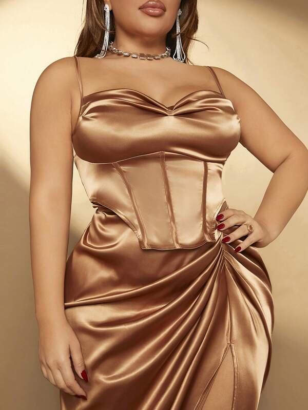 SHEIN SXY Ensemble Caraco À Ourlet Irrégulier Et Jupe Milongue Plissée