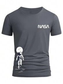 Manfinity Homme Men's Astronaut Printed Slim Fit T-shirt