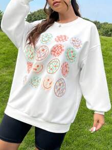 SHEIN CURVE+ 大碼運動衫 - 白色 - 查看 2