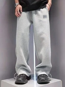 Manfinity Hypemode Loose Fit Men's Letter Patchwork Jeans - Grey - View 1