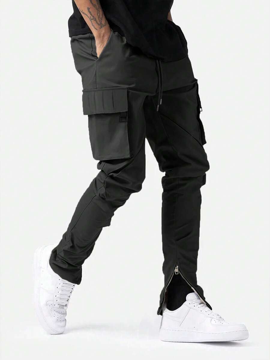 Manfinity LooseFit Men's Cargo Style Drawstring Pants With Zippered