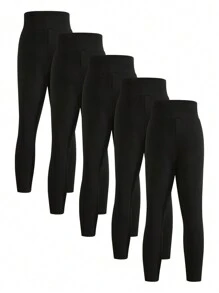 SHEIN Leggings cómodos para niñas preadolescentes en combinación de unicolor
