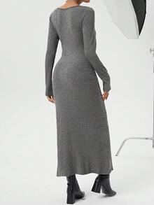 SHEIN Essnce 女式開叉裙 - 深灰色 - 查看 2