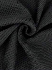 SHEIN Unity 女性實色中空露背毛衣連衣裙 - 黑色 - 查看 6