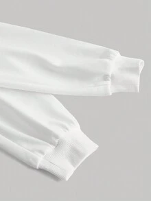 SHEIN MOD Của phụ nữ Khối màu Trang trí dây kéo 2 trong1 Thả vai Áo nỉ - trắng - Xem 4