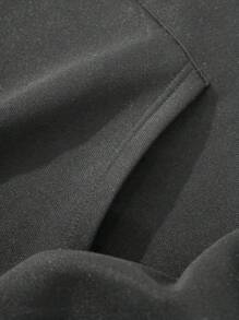 Men's Letter And Heart Print Hooded Casual Sweatshirt - Dark Grey - View 4