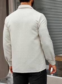 Manfinity Homme Camisa Shacket Masculina Com Colarinho Dobrável - Branco - Visão 2