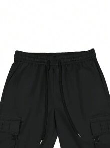 Manfinity Pantalones De Estilo De Carga Holgados Para Hombres Con Cintura Ajustable Y Tobillos Con Cremallera - Negro - Ver 5