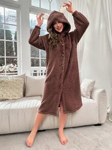 Của phụ nữ Hoạt hình Tai áo có mũ 	
Fuzzy Áo ngủ - Rỉ Nâu - Xem 6