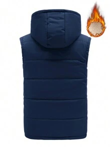 Manfinity Áo vest nam rộng rãi có mũ trùm đầu có đệm lót nhiệt - Màu xanh hải quân - Xem 2