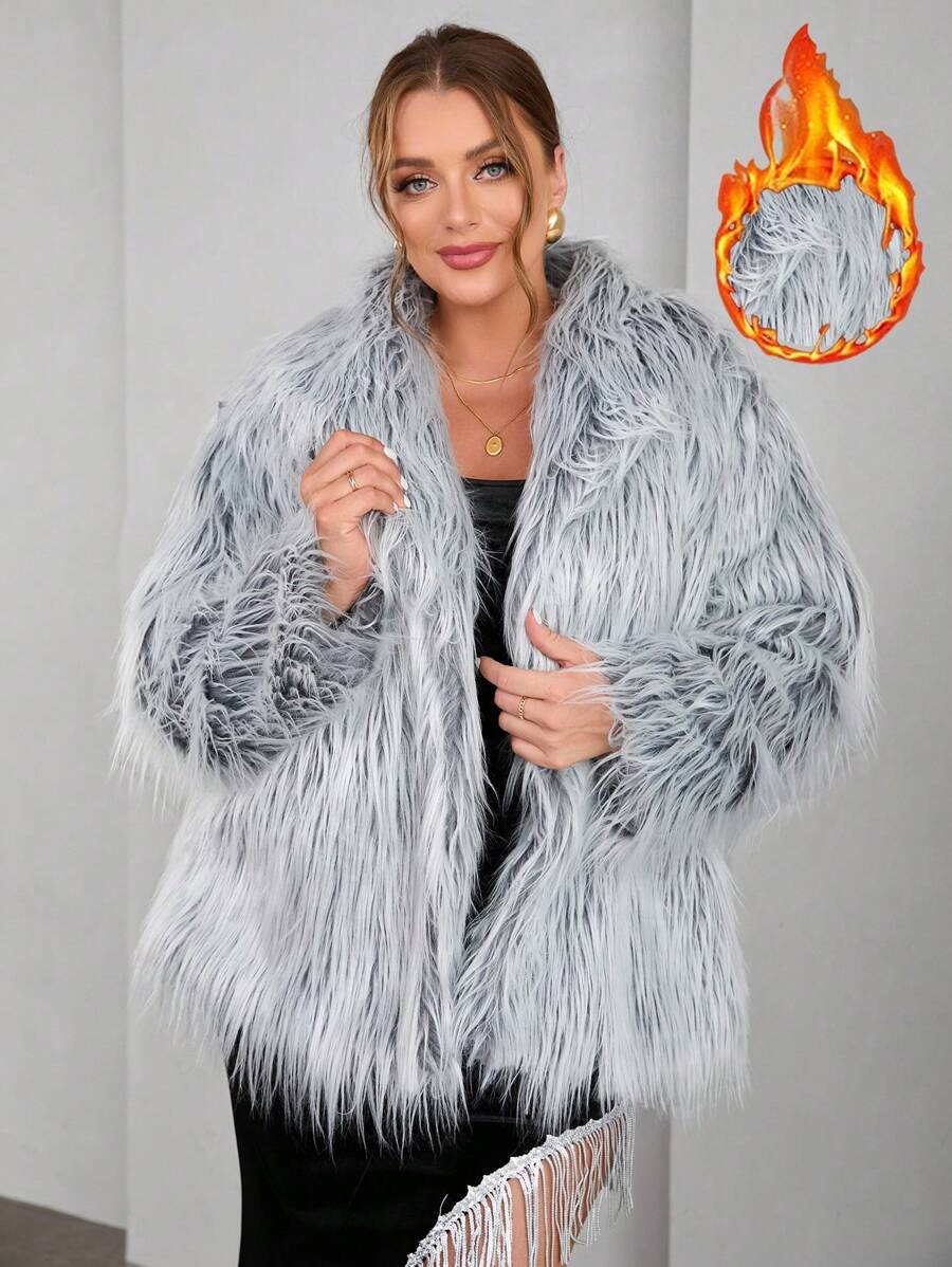 SHEIN Privé Kích thước lớn Thanh lịch Sang trọng Mở Mặt trước áo - Đen và trắng - Xem 1