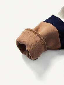 Cozy Pixies 兒童男童拼接卡通熊口號印花圓領運動裝套裝 - 卡其色 - 查看 5