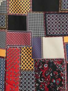 EMERY ROSE Áo khoác giữ nhiệt có mũ trùm đầu có in hình chắp vá cỡ lớn, mùa thu/đông - Màu Đỏ Sâu - Xem 7