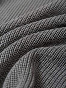 Manfinity Homme Suéter De Talla Grande Para Hombres Con Detalles Desgastados Y Estampado De Alfabeto - Gris Oscuro - Ver 6